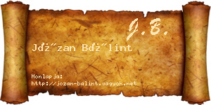 Józan Bálint névjegykártya